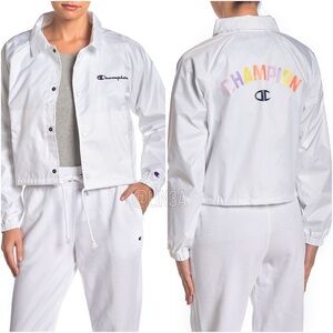 NWT Champion White Cropped Coaches Jacket
